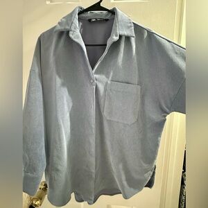 Zara oversize Blue Shirt Women Size S